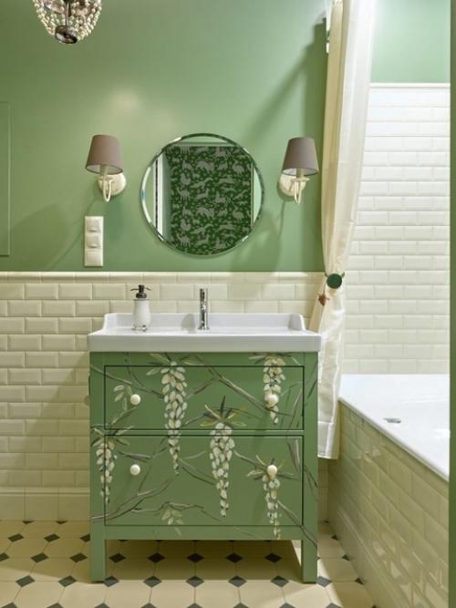 Зеленый цвет в ванной. 02