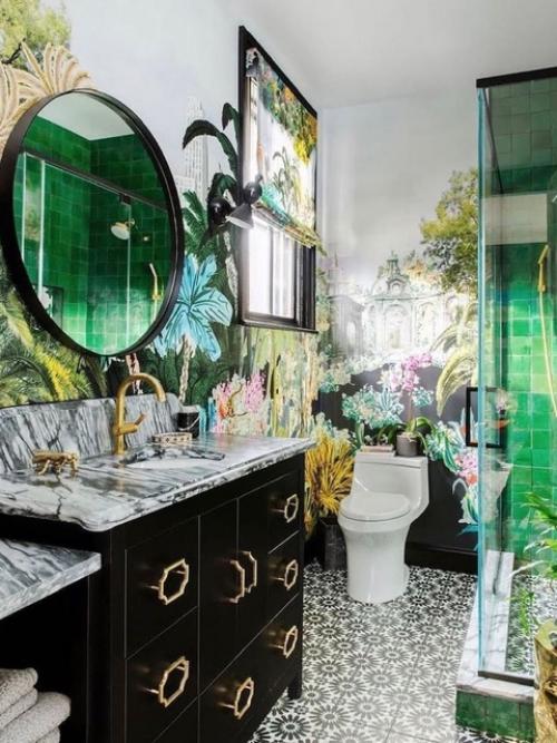 Зеленый цвет в ванной. 03