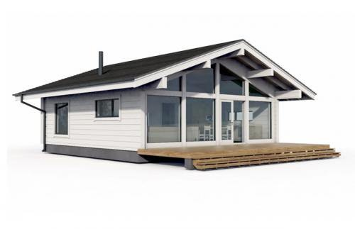 Два варианта планировки загородного дома из клееного бруса лето - S от компании Kalinkahaus. 01