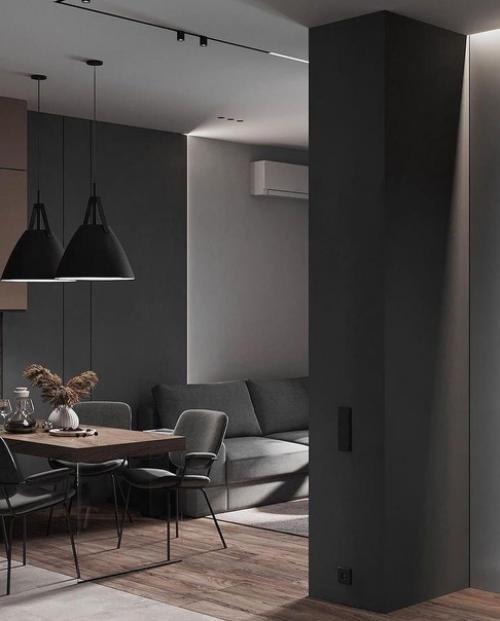 Красивый интерьер. В тёмных тонах. 03