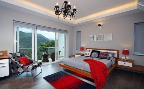 Сдержанная страсть: потрясающие спальни в красно - серой цветовой гамме. 02