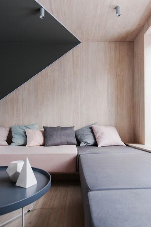 Асимметричная гостиная площадью 20 кв. 01