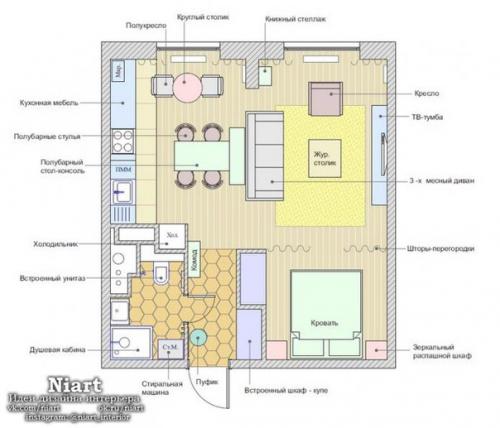 Дизайн квартиры - студии 46 кв. 09 Дизайн квартиры - студии 46 кв. 09
