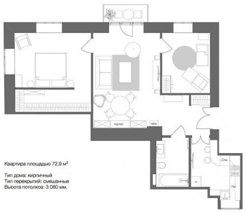Эклектика в смешении парижского стиля, нотки Скандинавии и немного экзотики: квартира в Москве. 09