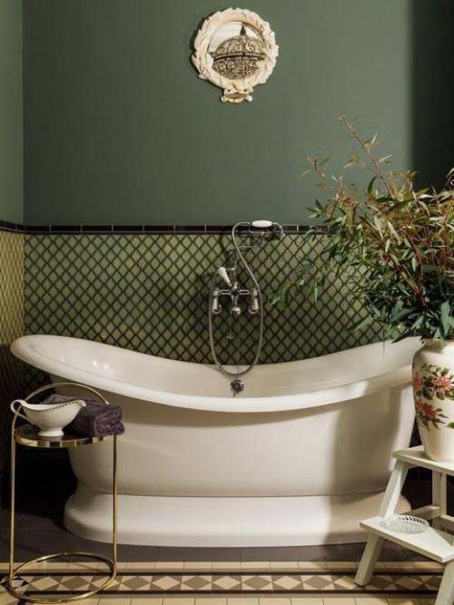 Зеленый цвет в ванной. 06