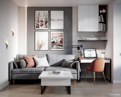 Интерьер кухни в квартире, площадью 30 кв. 01