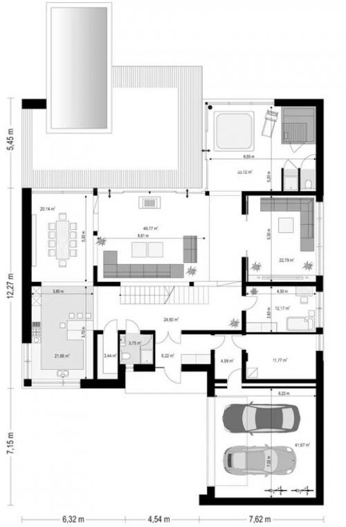 Эскизный проект двухэтажного дома с плоской крышей. 02