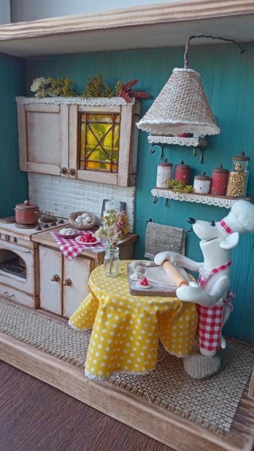 Миниатюрная кухонька из дерева и полимерной глины! 05