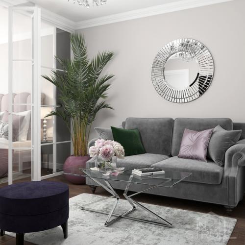 Дизайн интерьера однокомнатной квартиры, в которой удалось совместить две отдельные функциональные зоны, спальня и гостиная. 04