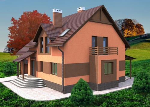 Планировка загородного дома с гаражом и террасой для семьи из 5-6 человек. 04