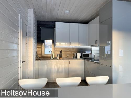 Интерьеры дома из предыдущей публикации - растущий из 4 модулей, большая кухня - гостиная (34 кв. 03