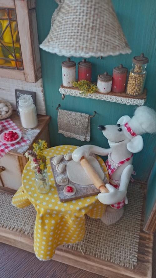 Миниатюрная кухонька из дерева и полимерной глины! 03