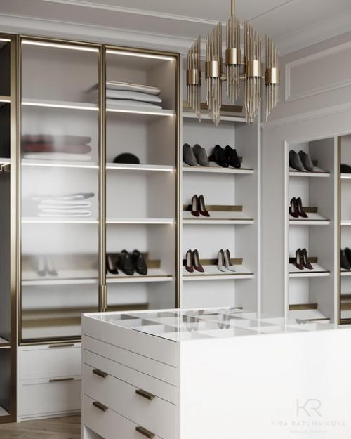 Из спальни отправляемся в гардеробную нового проекта в стиле современная классика. 04