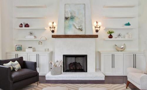 10 примеров использования белых парящих полок в интерьере. 04