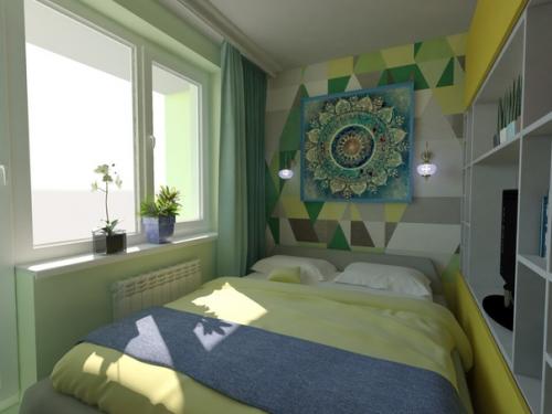 Дизайн - проект спальни/гостиной в 1-к квартире 26, 7 кв. 02