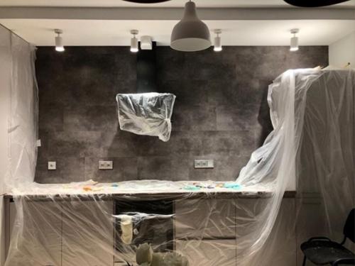 Укладка фартука на готовую кухню. 02