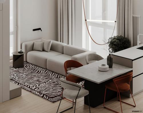 Проект однокомнатной квартиры 42, 2 м 2 (45, 1 м 2 с балконом. 05