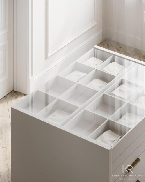 Из спальни отправляемся в гардеробную нового проекта в стиле современная классика. 05