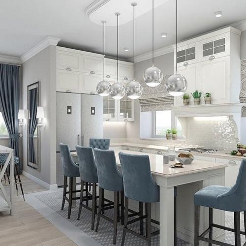 Замечательный дизайн - проект гостиной совмещенной с кухней. 05