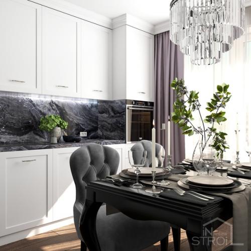 Дизайн интерьера однокомнатной квартиры, в которой удалось совместить две отдельные функциональные зоны, спальня и гостиная. 01