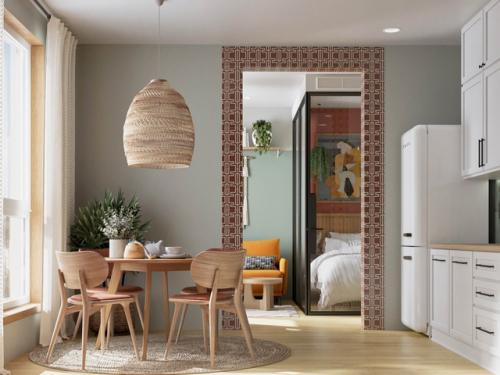 Яркий проект 1-комнатной квартиры 42 кв. 07