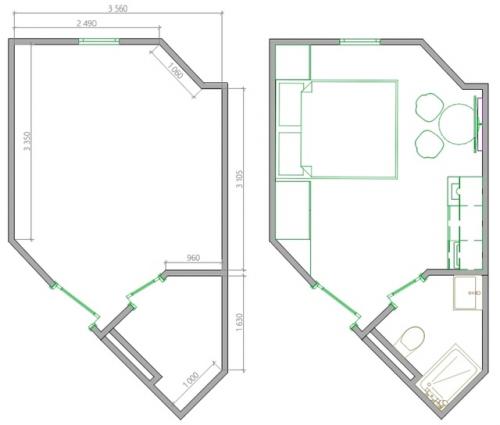 Интерьер маленькой гостевой студии всего 17 кв. 09
