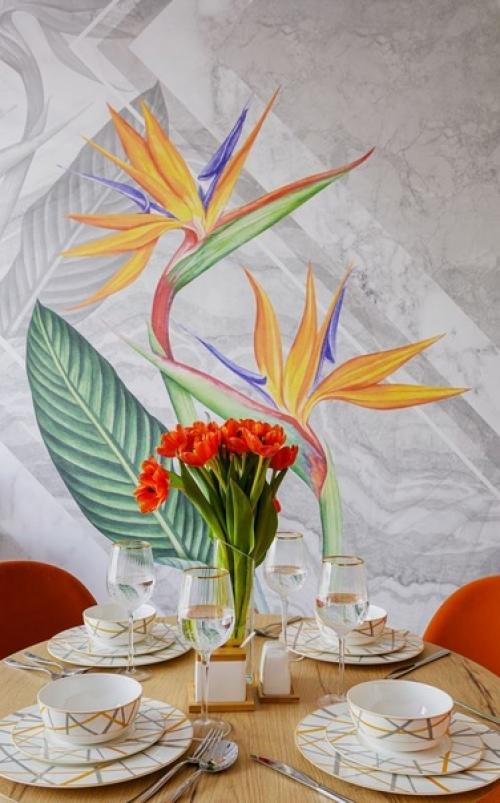 Яркий, жизнерадостный интерьер кухни - гостиной в современном стиле. 08