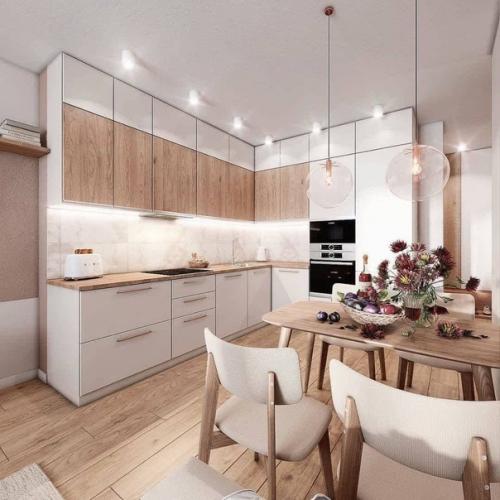 Проект трёшки со спокойным и гармоничным дизайном.