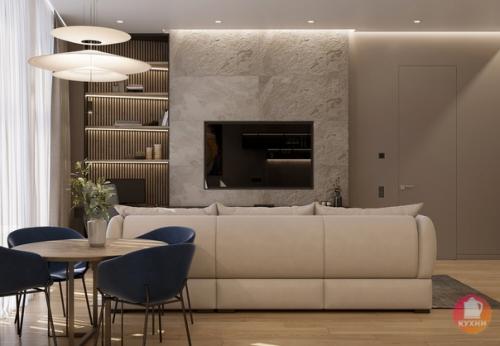 Современный дизайн кухни - гостиной в квартире площадью 60 кв. 06