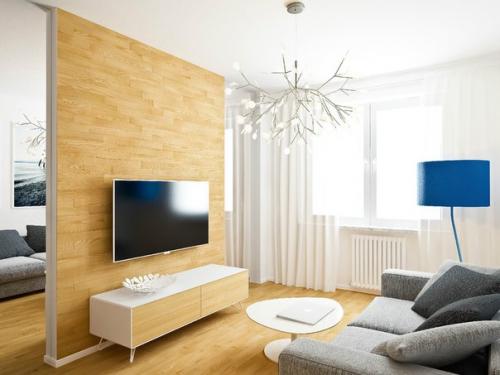 Сочетание желтого и синего цветов создают яркий, контрастный интерьер. 07