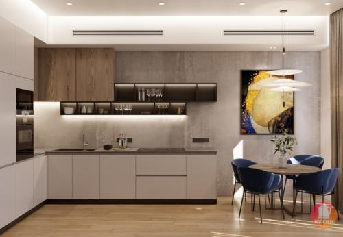 Современный дизайн кухни - гостиной в квартире площадью 60 кв. 02