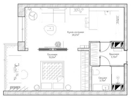 Сочетание желтого и синего цветов создают яркий, контрастный интерьер. 09