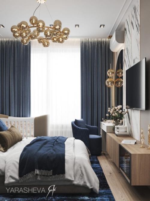 Шикарная спальня в тёмных тонах площадью 15, 25 м кв. 04