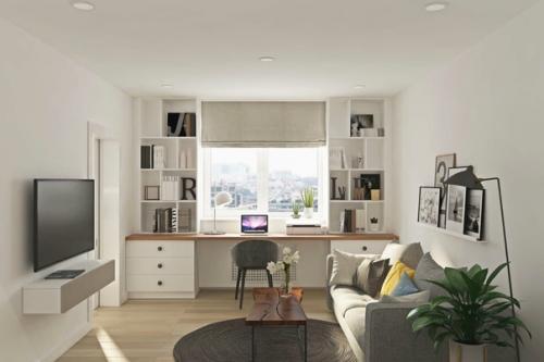 При словосочетании Рабочий Кабинет у большинства людей возникает картинка классического интерьера с большим столом и строгой обстановкой. 01