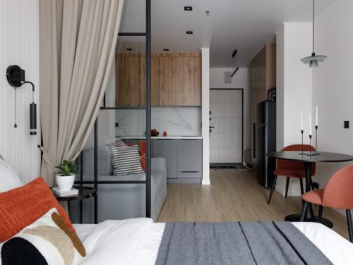 Интерьер студии 27 м 2 в ЖК город Daily в Москве. 06