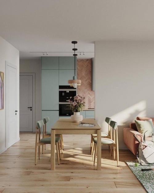 Нежные цвета кухни - гостиной создают невероятную атмосферу уюта! 01