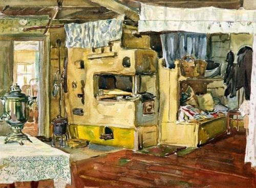 Cельский интерьер времен Ссср в картинах художников. 06