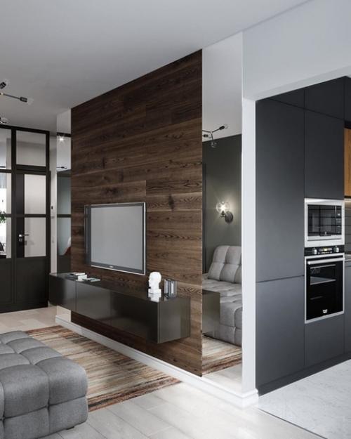 Дизайн - проект квартиры с преобладанием серого цвета. 02