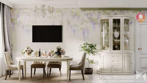 Чудесный интерьер кухни - гостиной в классическом стиле. 04