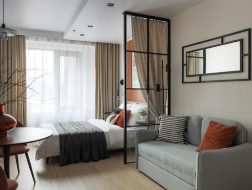 Интерьер студии 27 м 2 в ЖК город Daily в Москве. 03