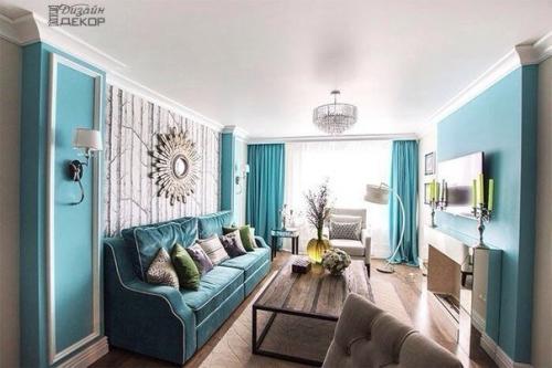 Бирюзовая гостиная: цвет интеллекта.