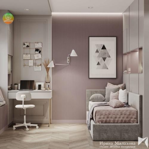 Нежный пастельный интерьер комнаты для девочки подросткового возраста. 02