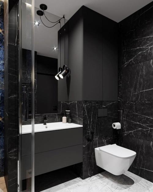 Тёмный стиль в ванной комнате. 05