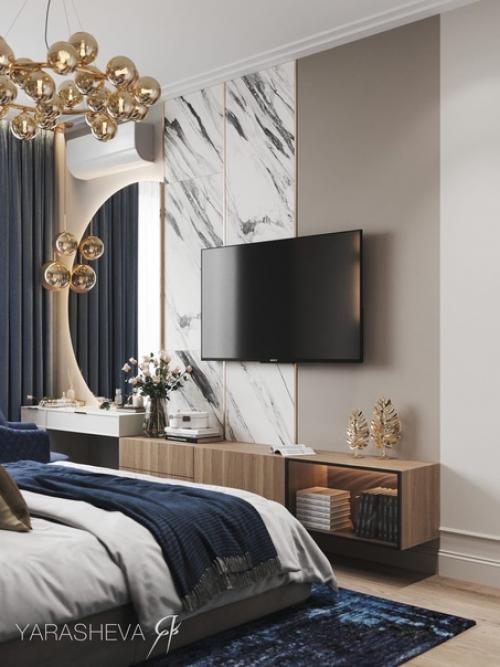 Шикарная спальня в тёмных тонах площадью 15, 25 м кв. 01