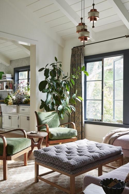 Цветочные мотивы и винтаж в интерьере дома в Калифорнии. 06