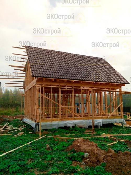 Неготино.  Каркасный дом 6 х 8 метров с мансардой общей площадью 77, 5 м. кв. 06