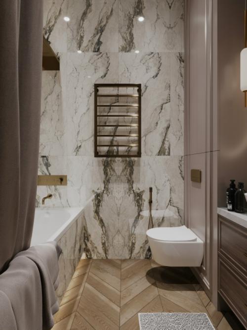 Дизайн интерьера ванной комнаты и балкона в хозяйской спальне. 02