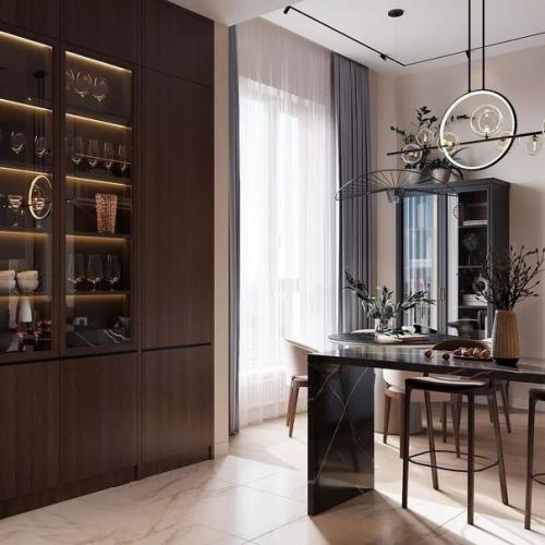 Чтобы создавалось ощущение широты и простора, помещение этой кухни - гостиной освободили от внутренних перегородок. 02