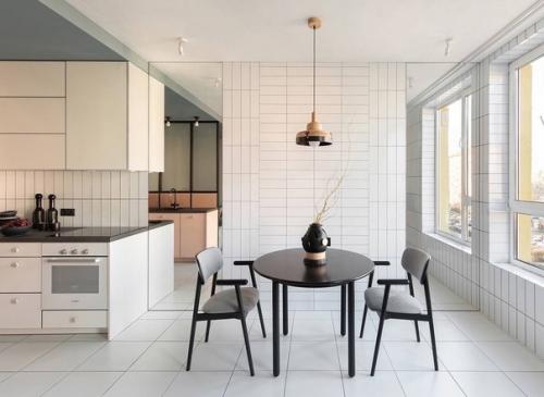 Пастельный дизайн квартиры - студии с акцентной геометрией. 04