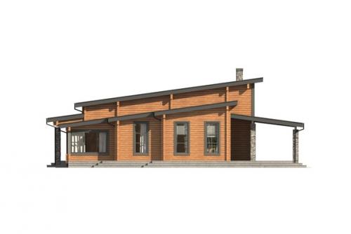 Одноэтажный деревянный дом в бужарово 277 м 2 с тотальным остеклением и каменными колоннами от компании Good Wood. 06